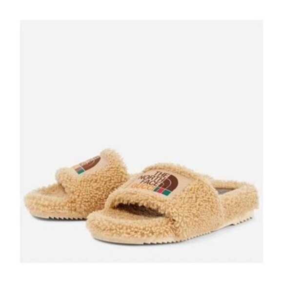 THE NORTH FACE X GUCCI Faux Fur Printed Slides Gucci UK 7 - Picture 1 of 1